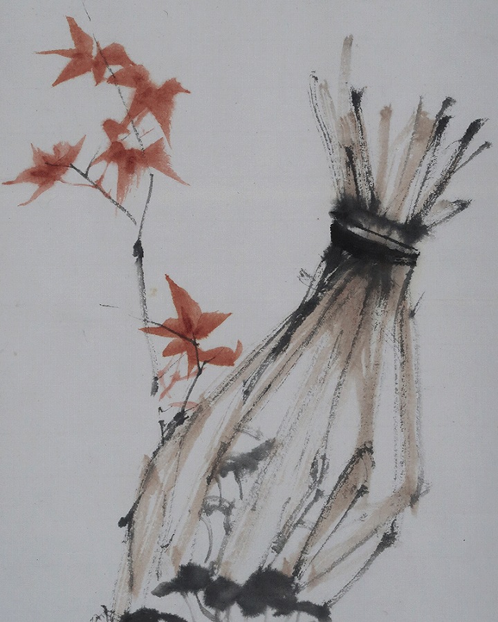 藤井松山 苞に秋花図 | 掛軸(掛け軸)販売／表装ご依頼は掛軸いっぷく