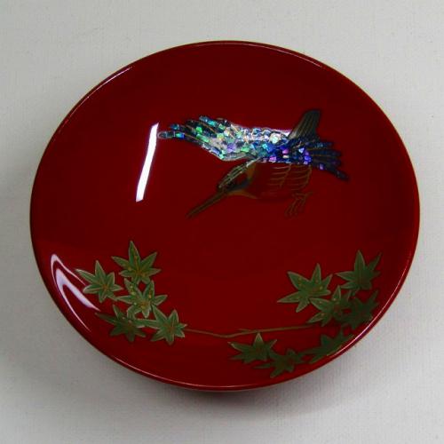 輪島塗 杯 (盃) (小) -川せみの蒔絵仕上げ- [朱色] 螺鈿(ラデン)・切り