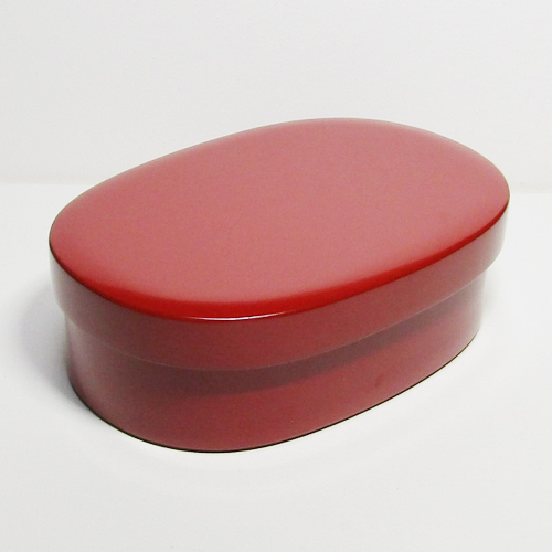 輪島塗 弁当箱 (1段) -無地- [内外面とも朱色] 小判形｜輪島市の輪島塗
