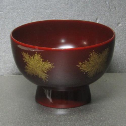 輪島塗 汁椀 (大) -しのぶの沈金仕上げ- [内外面とも朱タメ色]｜輪島市