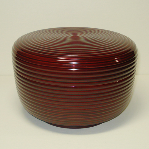 輪島塗 食籠(じきろう) [内面黒色/外面朱タメ色] 糸目模様｜輪島市の