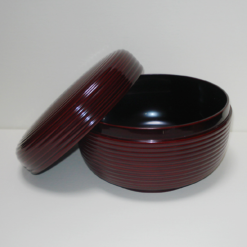 輪島塗 食籠(じきろう) [内面黒色/外面朱タメ色] 糸目模様｜輪島市の
