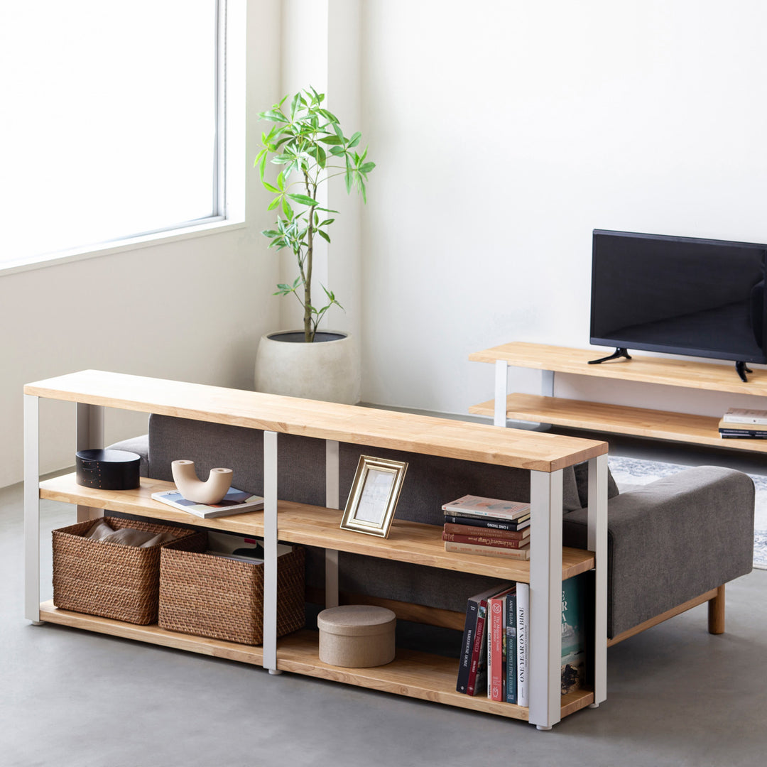 THE STORAGE SHELF 3段 / ラバーウッド ナチュラル × White Steel