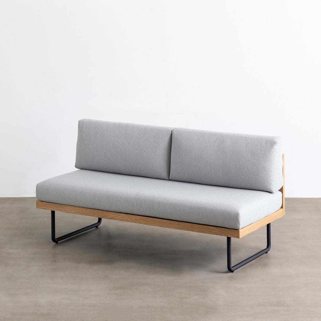 Oak × Steel ナチュラルダイニングソファ ライトグレー ARMLESS