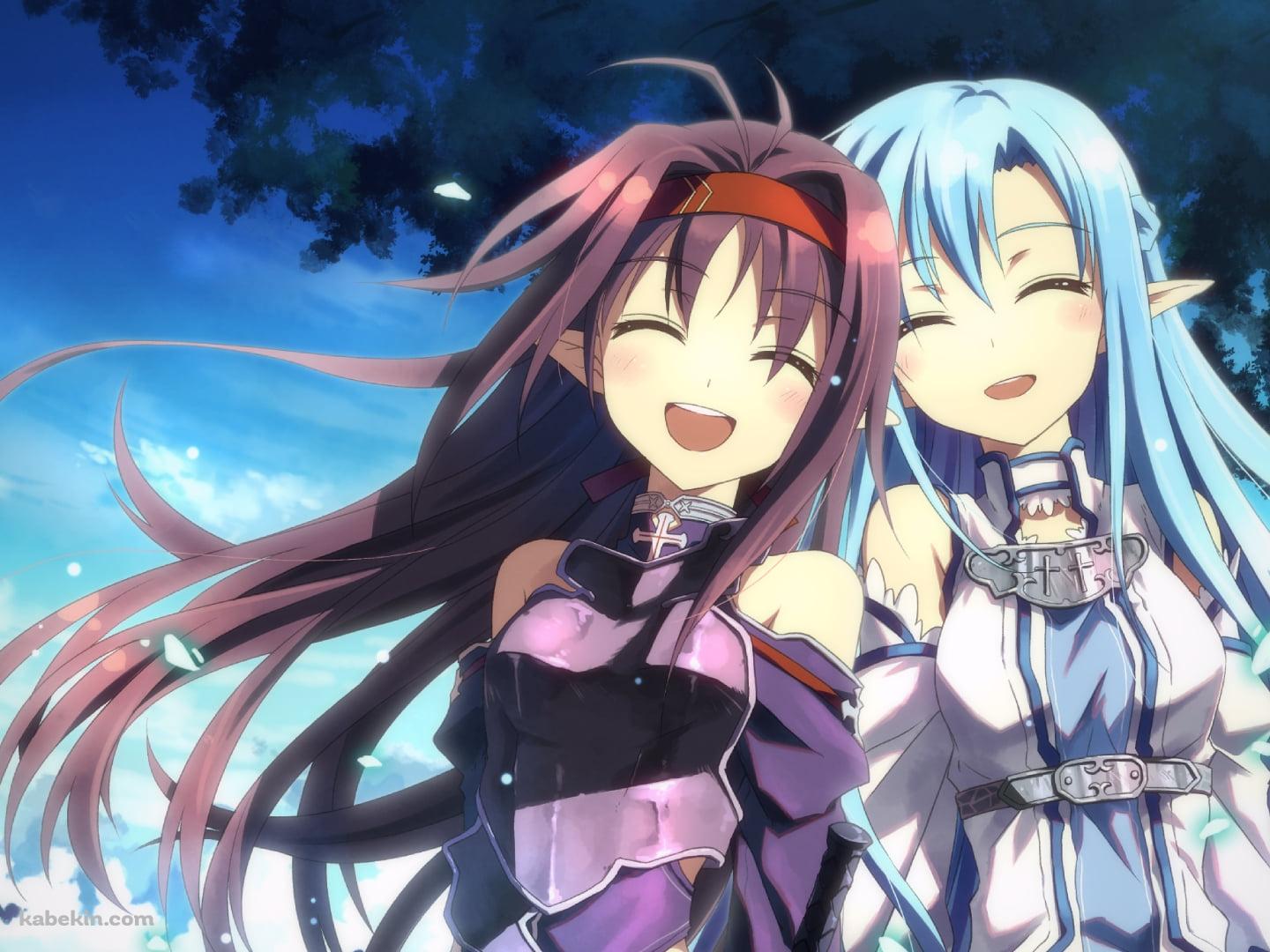 笑顔で寄り添うアスナとユウキ / SAO / ソードアートオンライン