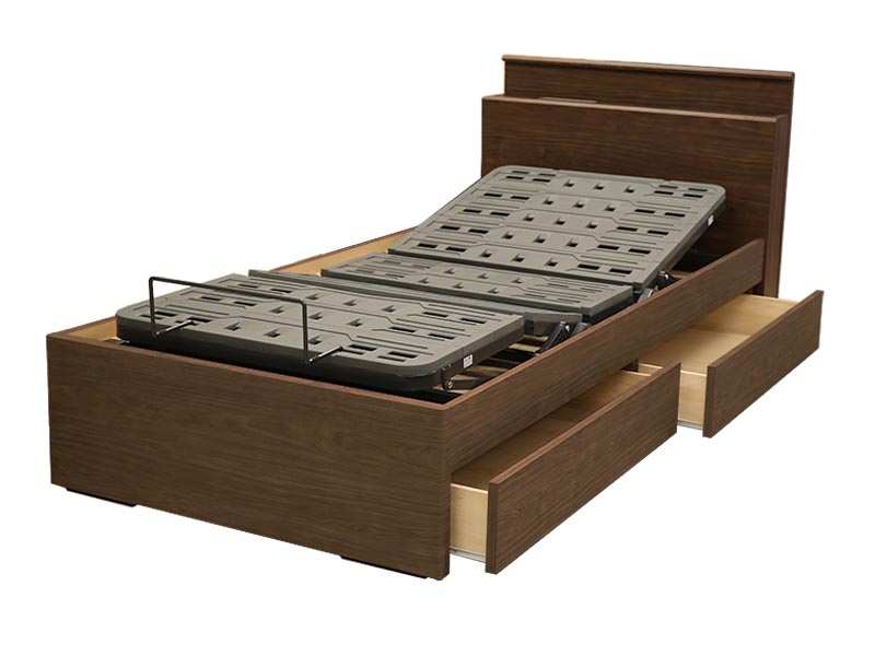 電動ベッドに大容量の収納付き。好きな姿勢にリクライニング、USB給電