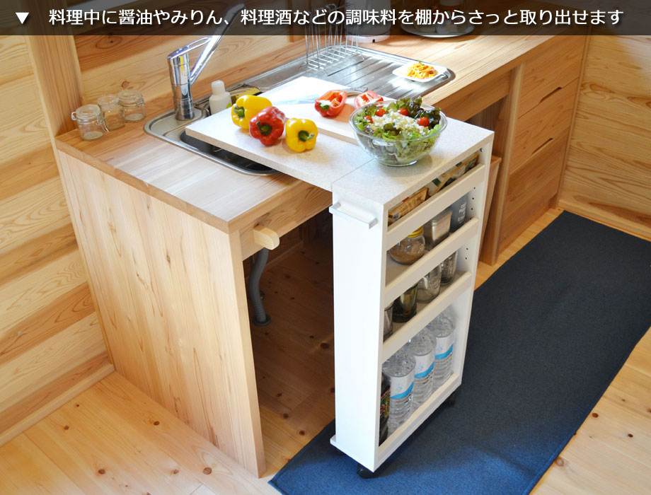 キッチン作業台 折りたたみできるキャスター付きバタフライテーブル