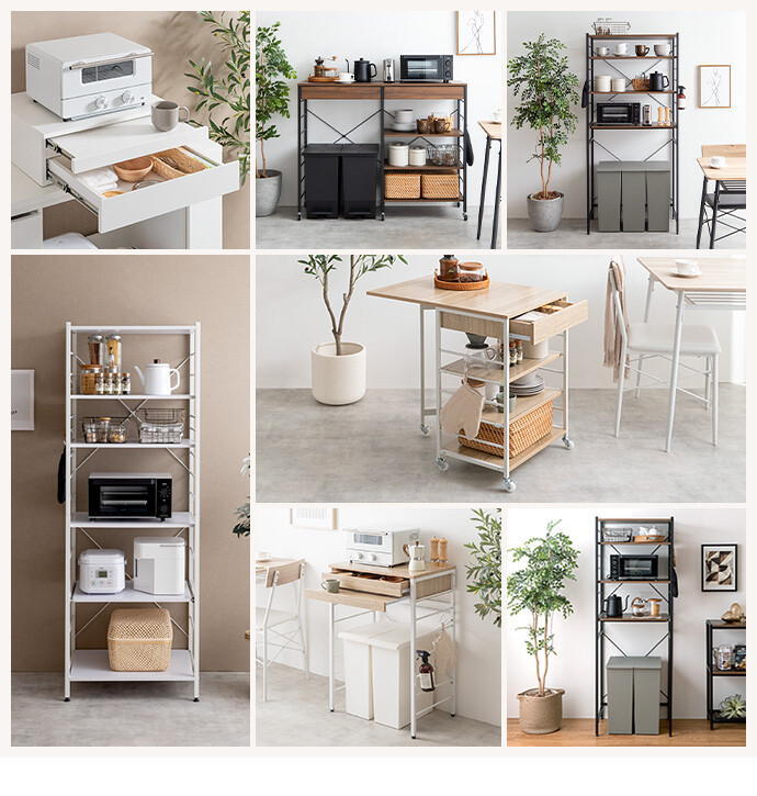 送料無料】Cammy キャミー 幅36 キッチンワゴン ラック キャスター付き