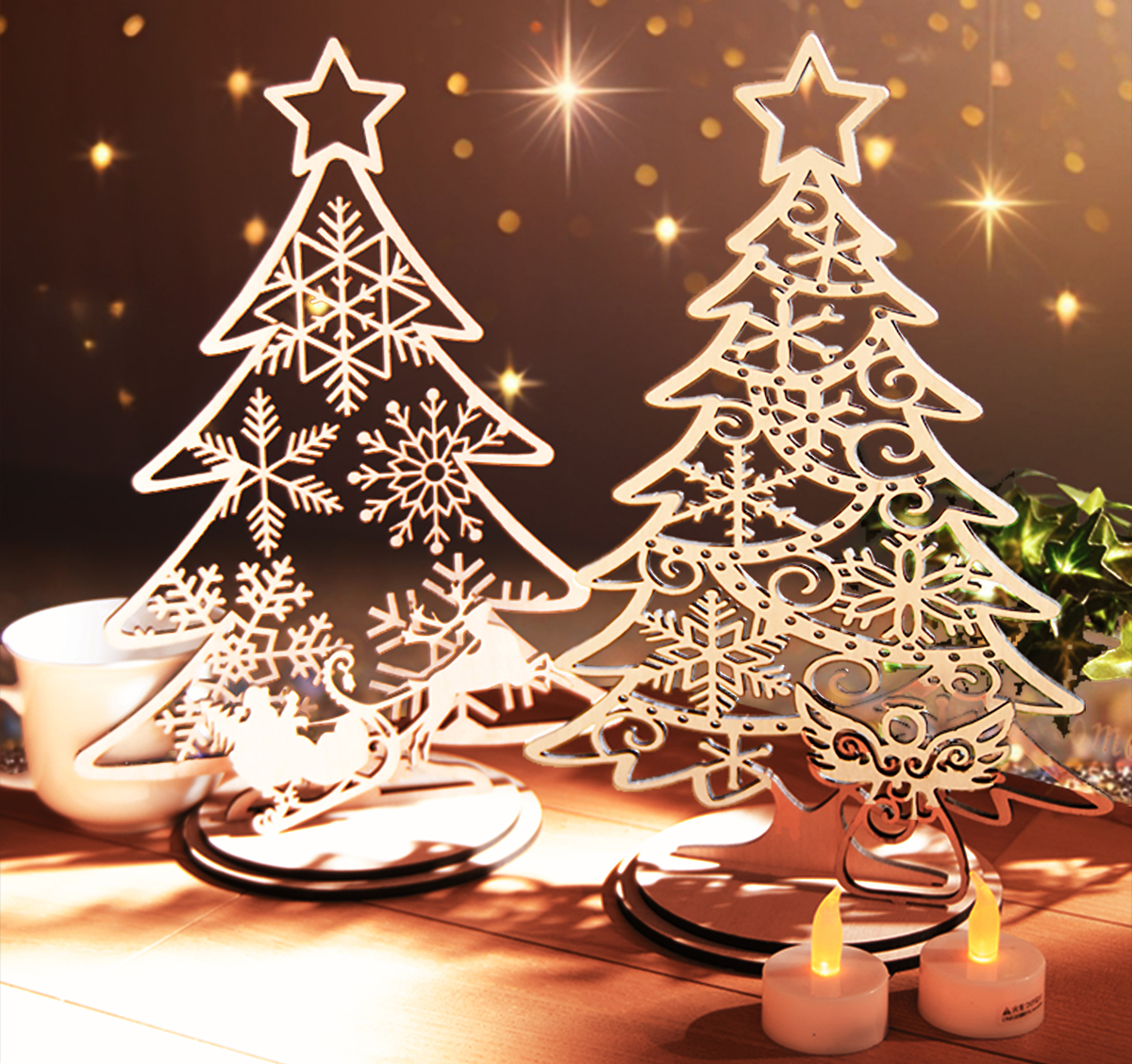 クリスマスツリー 木製 卓上サイズ 2種類から選べる 幅約20cm幅 高さ