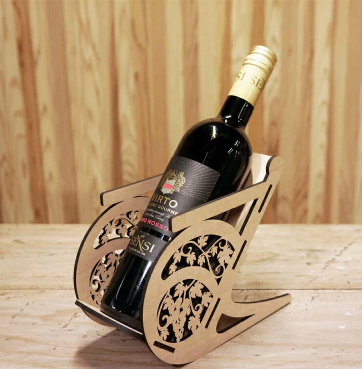 ワインボトルホルダー 葡萄モチーフ 幅9cm ワイン＆ビール収納002