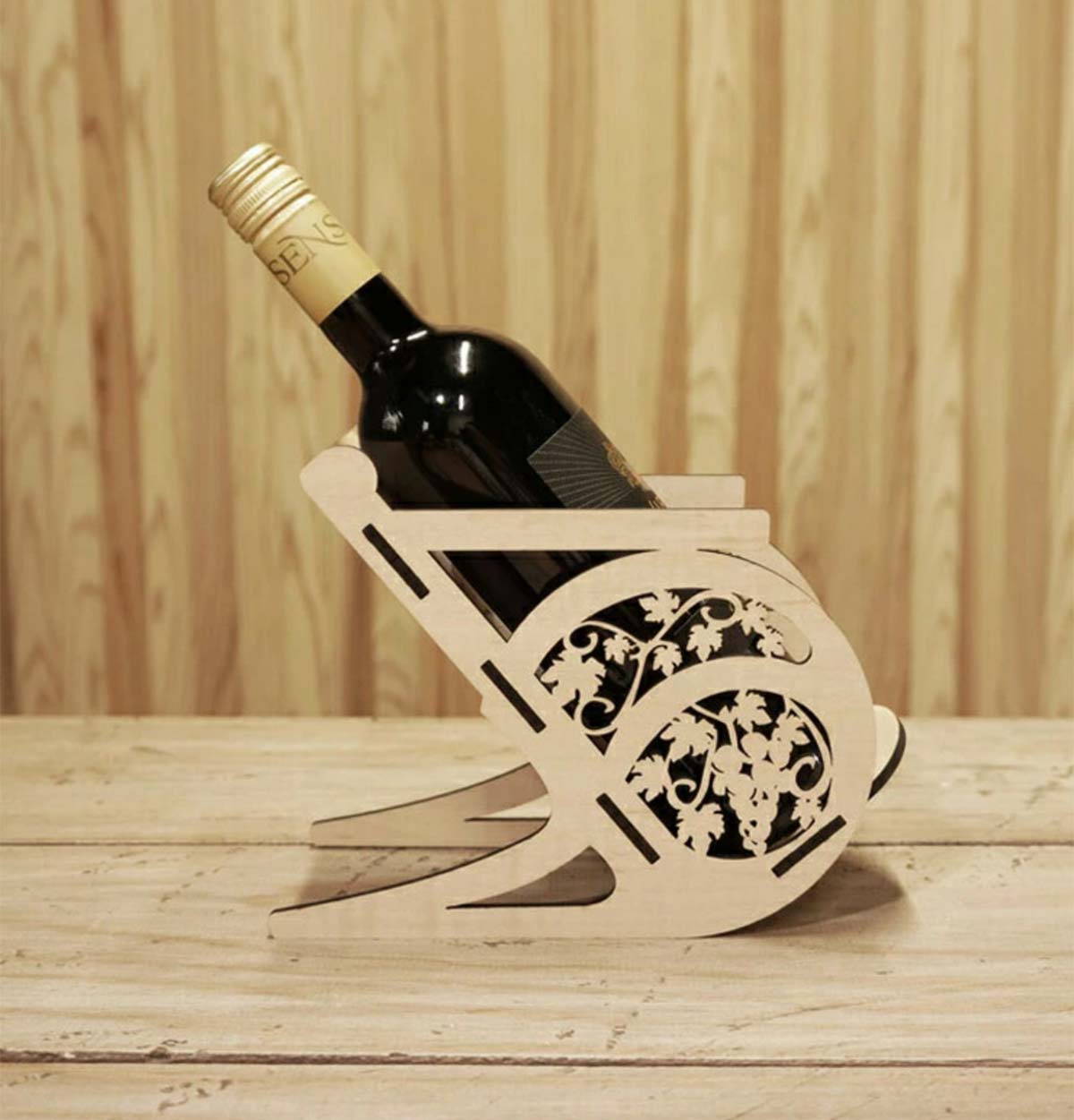 ワインボトルホルダー 葡萄モチーフ 幅9cm ワイン＆ビール収納002