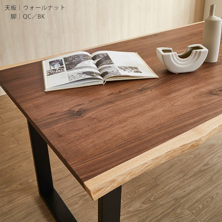 テーブル単品 幅155cm 一枚板風を演出した突板仕様の耳付きテーブル