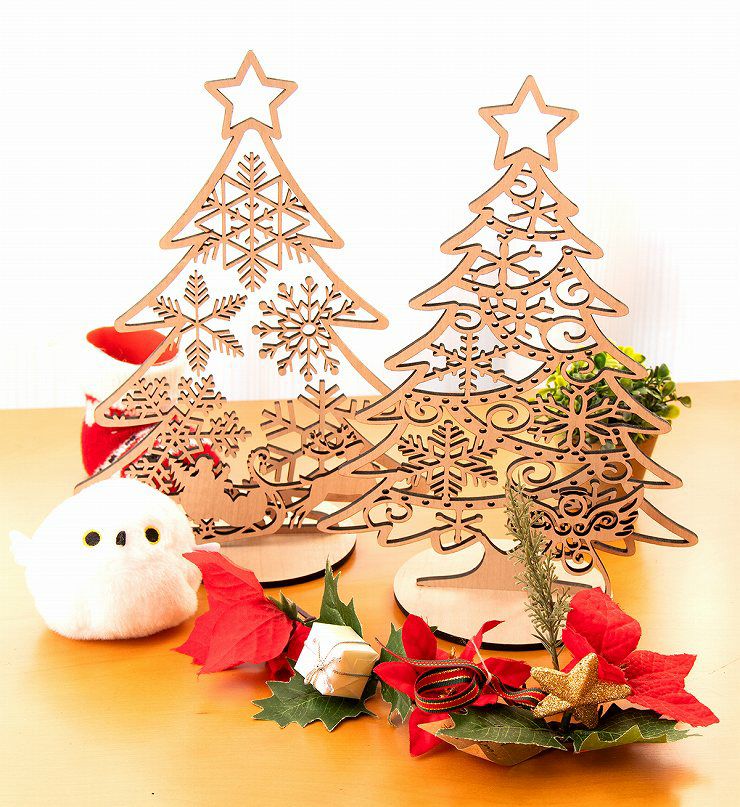 クリスマスツリー 木製 卓上サイズ 2種類から選べる 幅約20cm幅 高さ