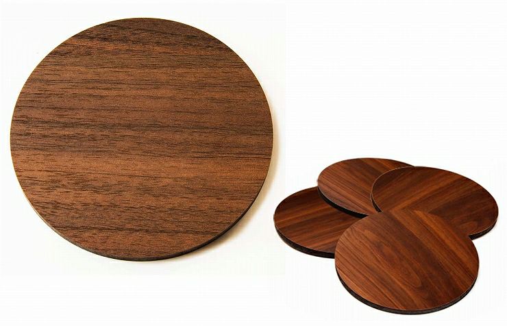 コースター 4枚セット 木製 無地 木目調 石目調 約9×9cm コースター027