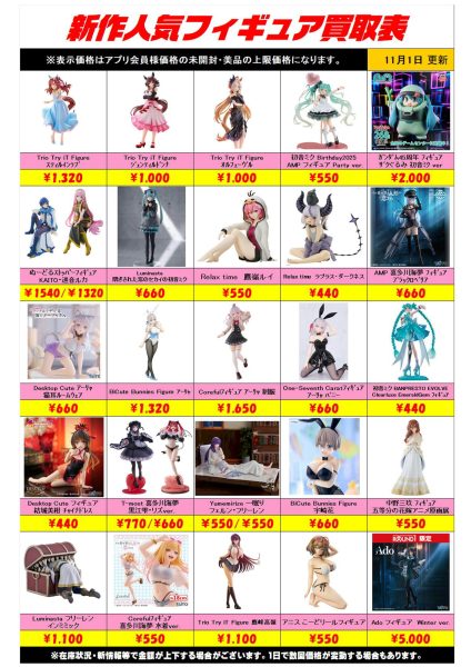 新作プライズフィギュア買取リスト更新しました！ - ホビー玩具買取