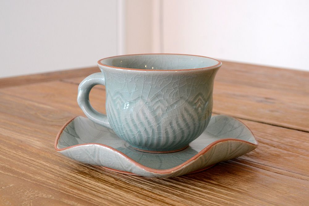 セラドン焼スープカップ5個＆小皿5枚