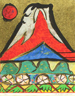 加山又造「レースをまとった人魚」版画36×54.4cm