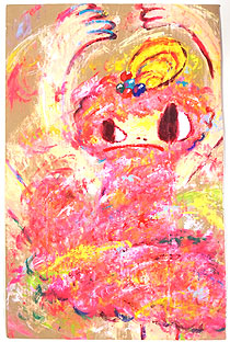 ロッカクアヤコ「無題」ダンボールにアクリル77×49cm