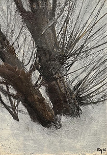 相原求一朗「冬の樹」油彩SM