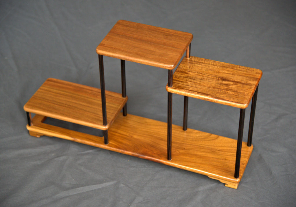 花台: 花梨 盆栽台 柱黒檀 ウレタン仕上 no.5523 / 唐木家具OSAKA