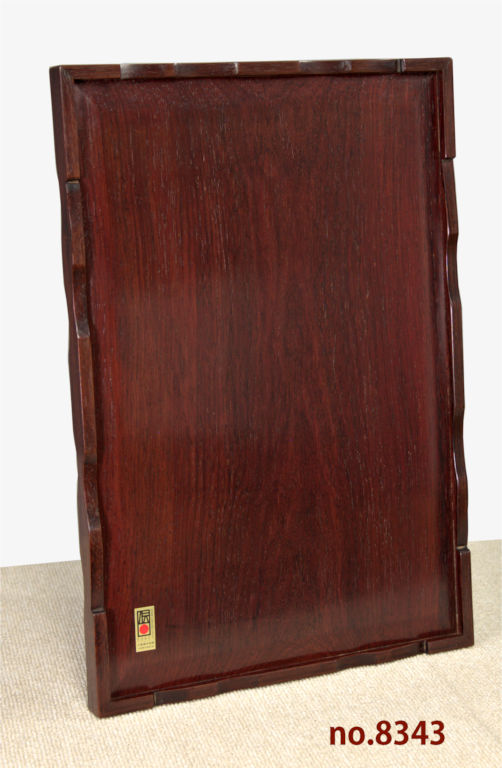 ギャラリー小物:紫檀 お盆 漆仕上 若畑作 巾41cm 大阪唐木指物 no.8343