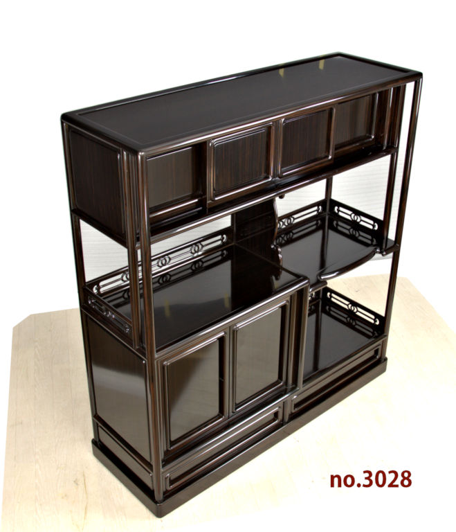 飾り棚 :黒檀 隅丸 6枚戸 3.8尺棚 no.3028 / 唐木家具OSAKA