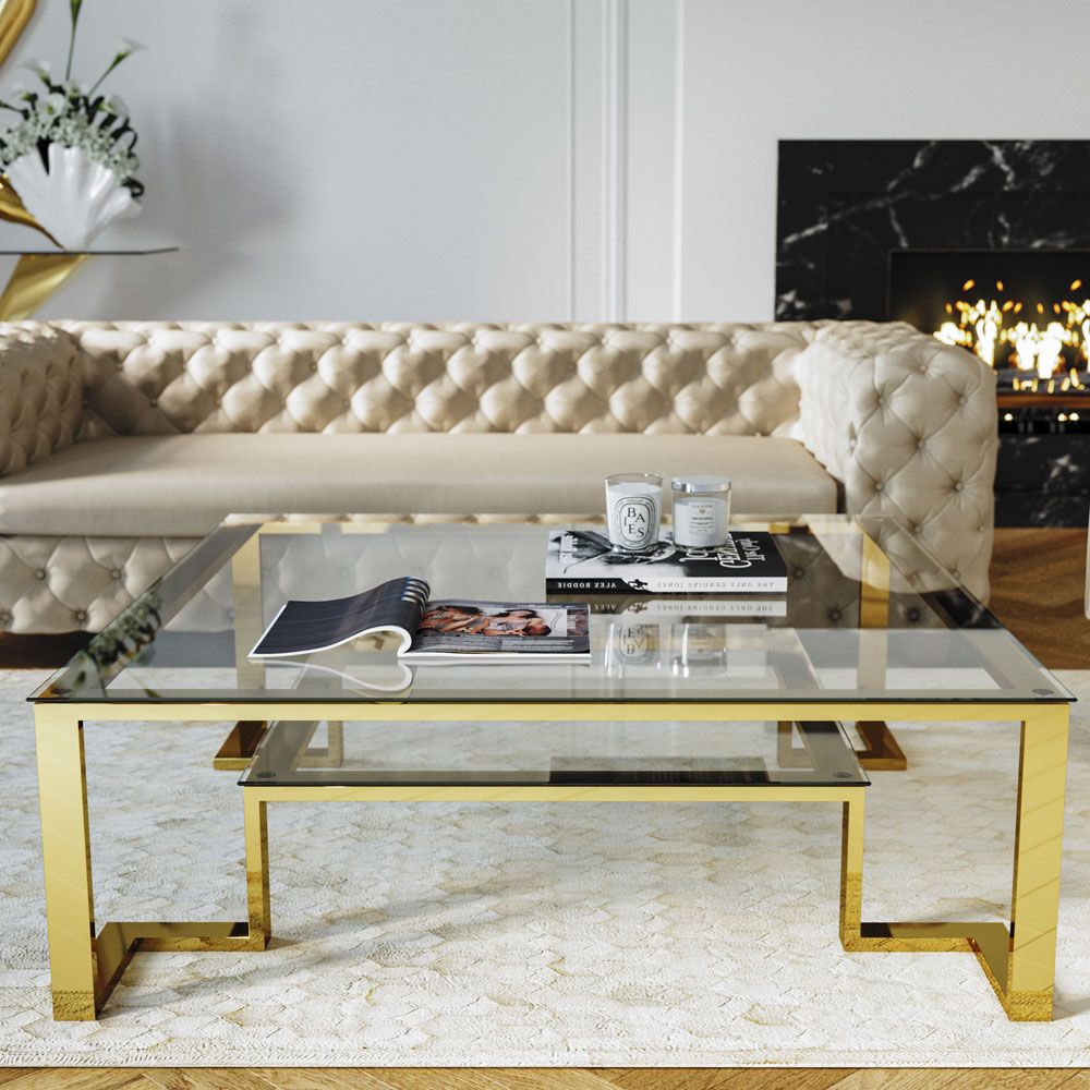 ゴールドラッシュ 120x120cm ローテーブル/コーヒーテーブル - ロー