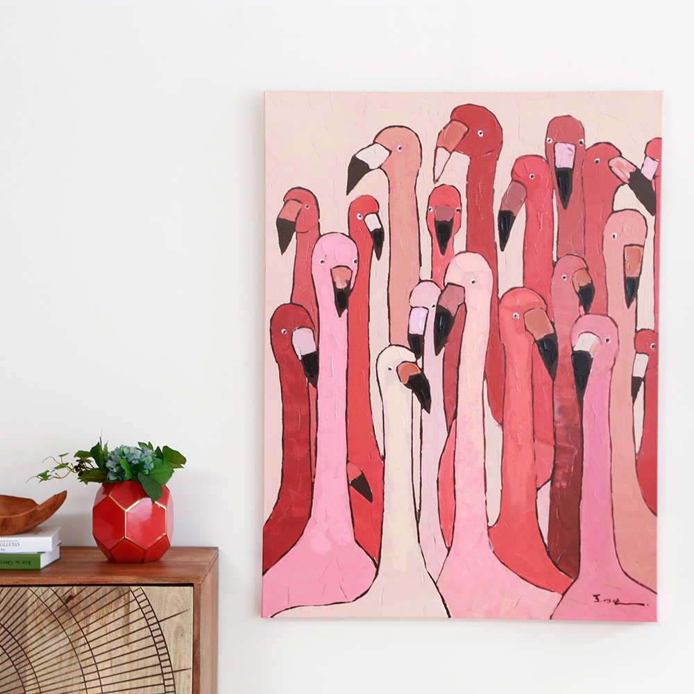 フラミンゴミーティング120x90cm タッチドピクチャー ｜【KARE】ドイツ