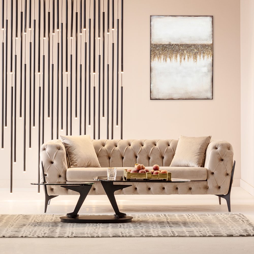 ベリッシマ 2シーター ベルベットベージュ 200cm ソファ - ロー