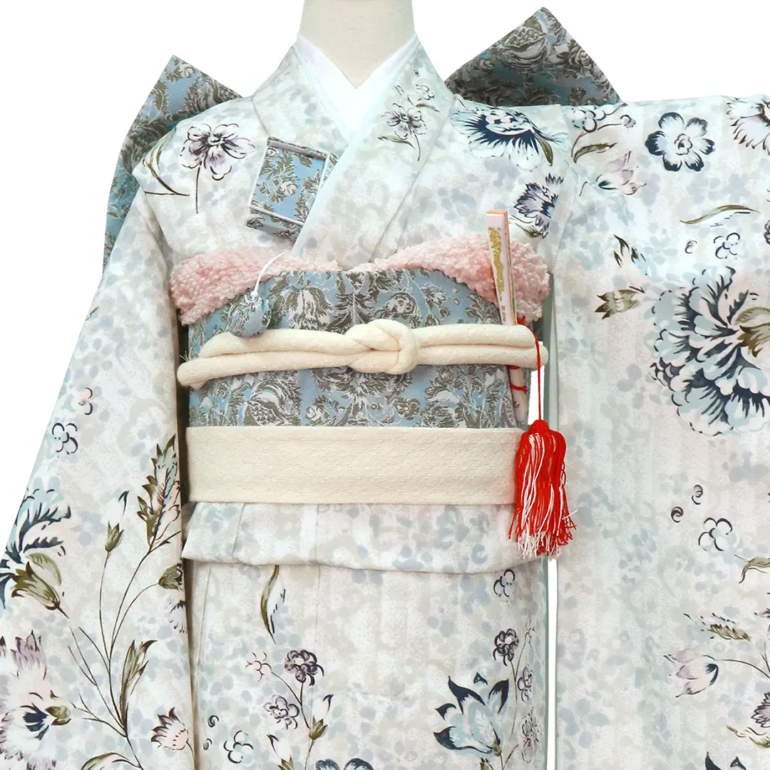 JILLSTUART》ライトブルー地にカーネーションの着物／七五三・七歳