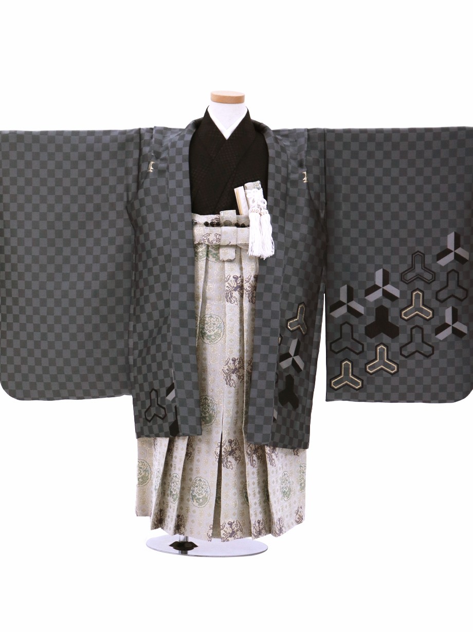 ひさかたろまん》市松に毘沙門亀甲、白袴／七五三・五歳男の子・袴