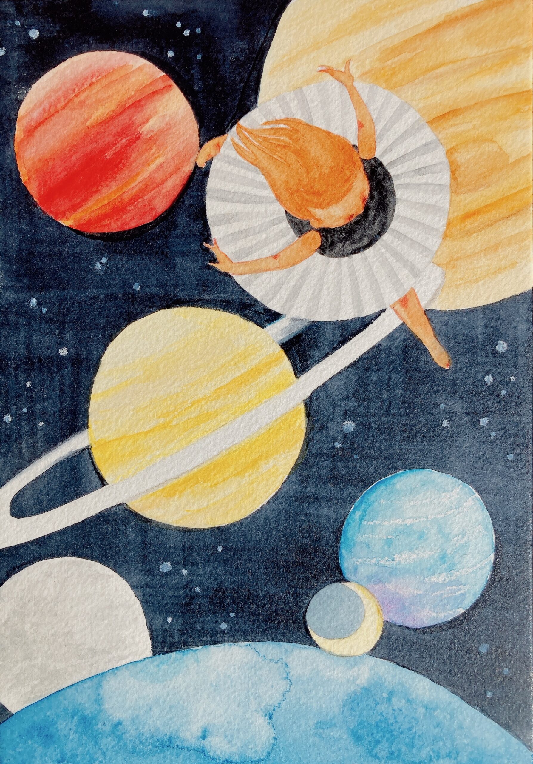 宇宙の水彩画 原画「星たちとダンス」 | 佳矢乃しずくあつめ舎－kayano