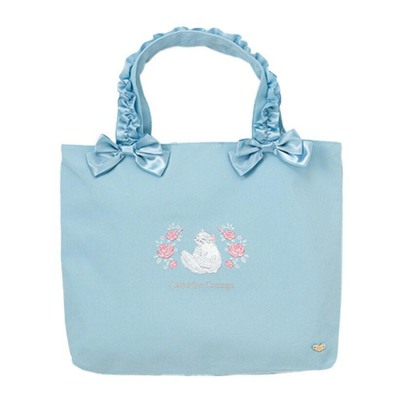 送料無料【入学準備セール超目玉】猫刺繍レッスンバッグ 女の子