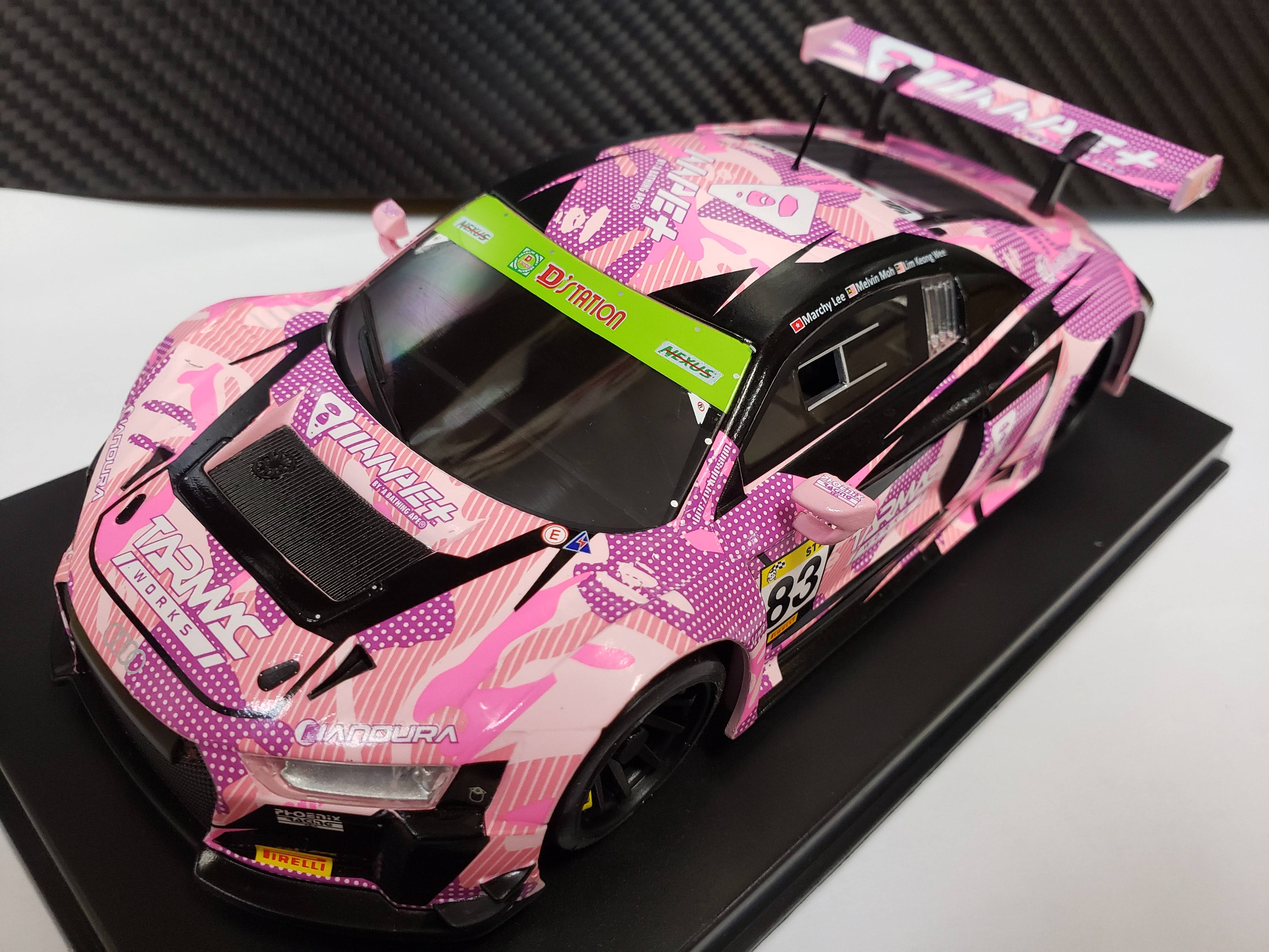 数量限定】MINI-Z用プラボディー R8 LMS（塗装済み）：ピンク