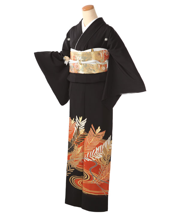 黒留袖レンタル｜流水に大王松｜T0031｜L｜宅配着物レンタル・一式フル