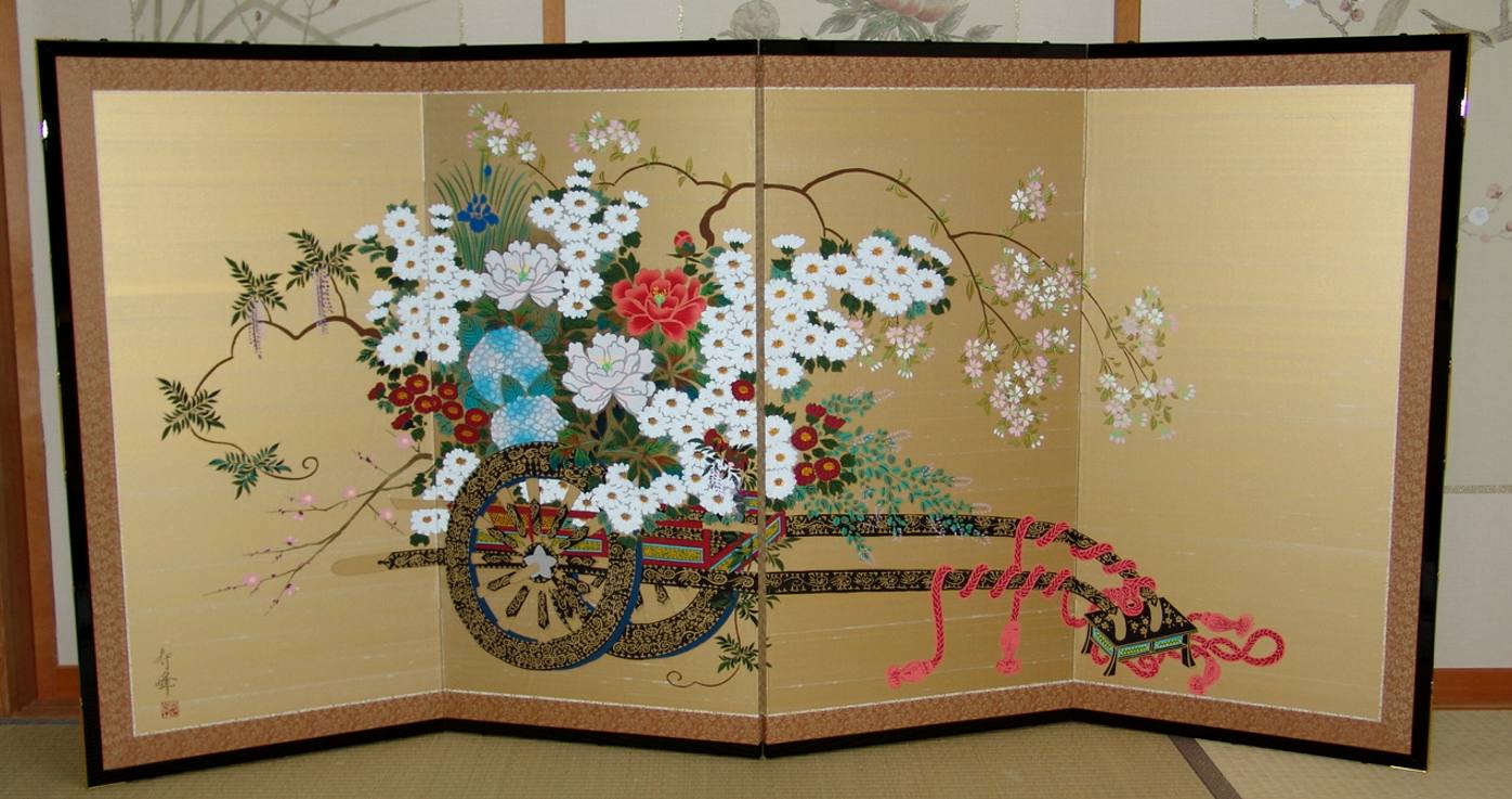 金屏風 日本画金屏風の製造/通信販売(通販) 御子柴屏風店