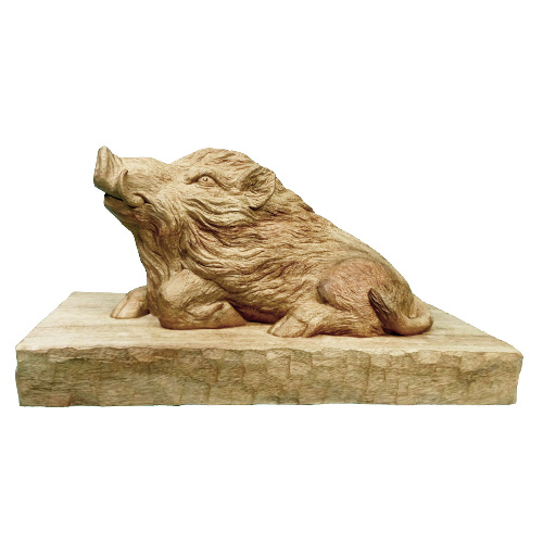 猪 台付き(楠) | 木彫り広場