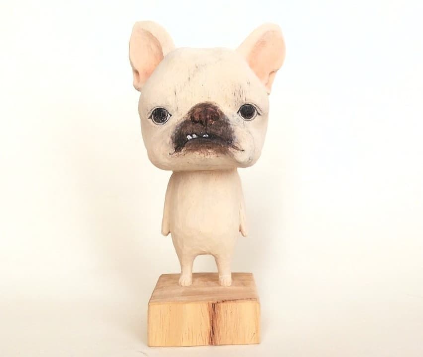 フレンチブルドッグ彫り²しました♪ | 木彫りすとサトウツトム