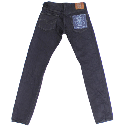 鬼デニム14オンス初代鬼デニムテーパード緯糸ブラックジーンズ