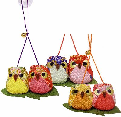 キット・ちりめん手芸 マスコット・ペアフクロウ |生地 和柄/和布