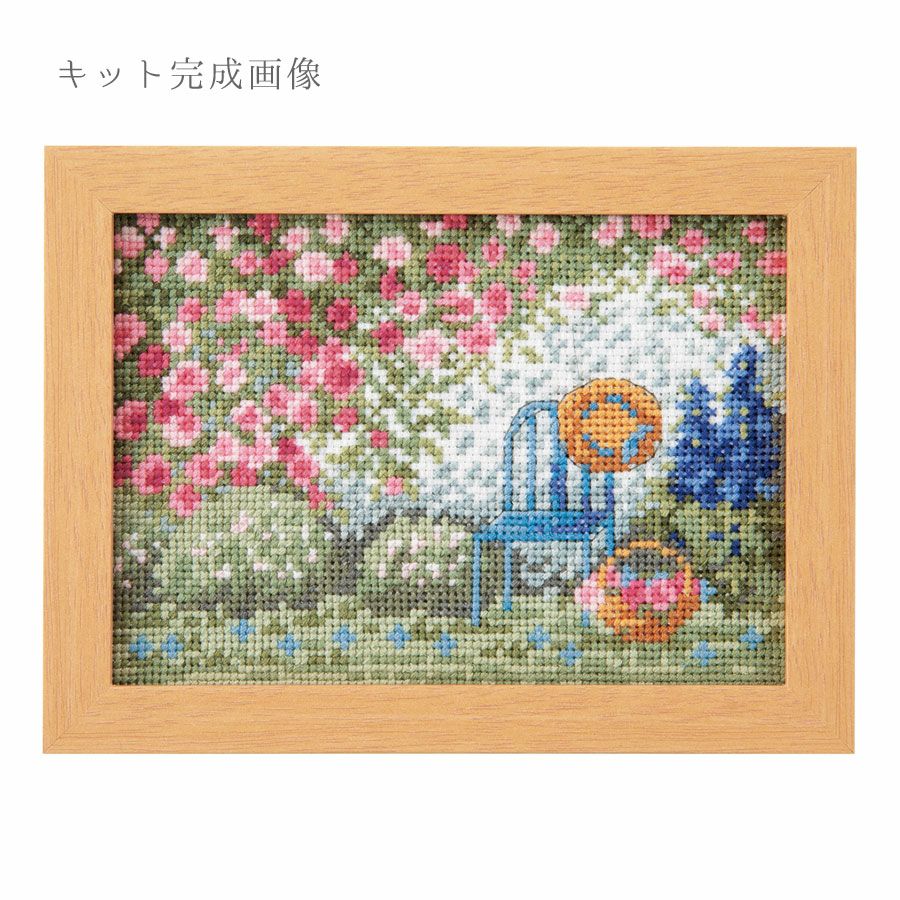 クロスステッチキット 12ヶ月の小さな花風景(6月 ローズガーデン