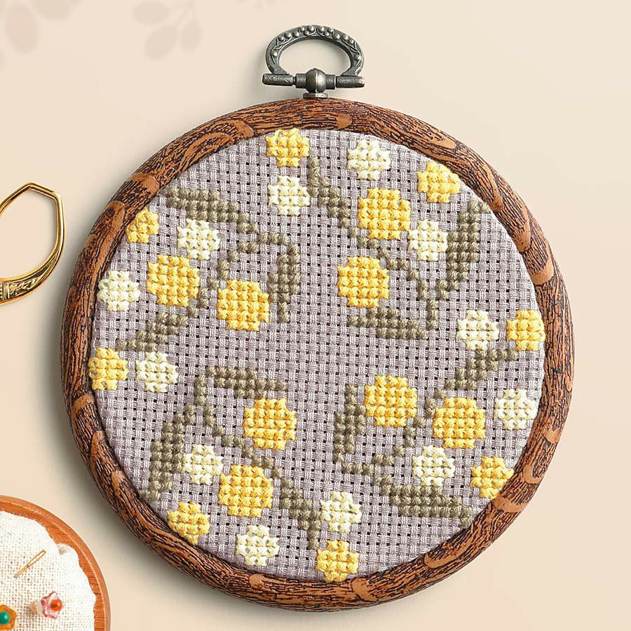 クロスステッチキット &Botanical ミモザ |生地 和柄/和布/ちりめん