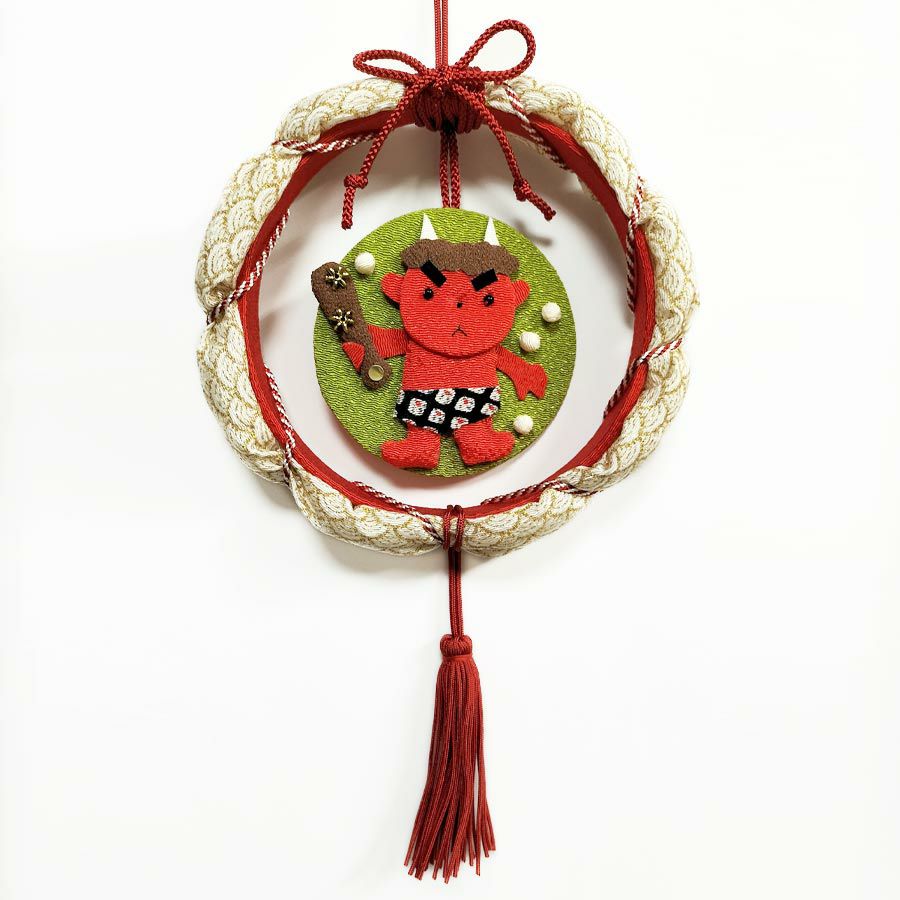 ちりめん手芸キット ぷくぷくリース 厄除け鬼 |生地 和柄/和布