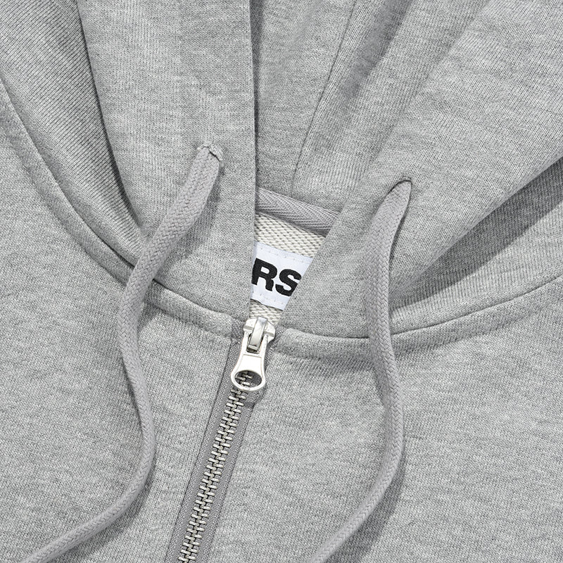 アップリケパーカージップアップ【メランジグレー】