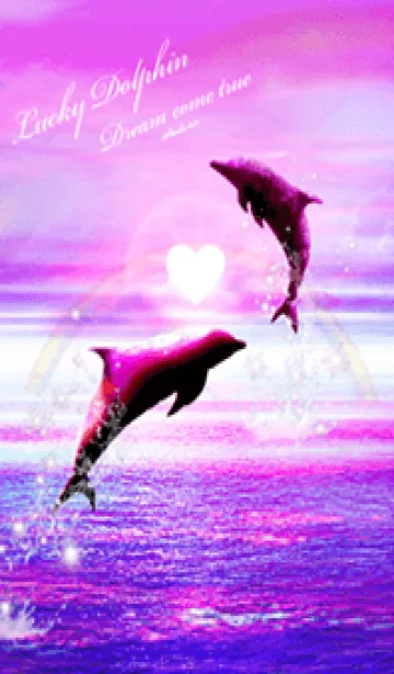 恋愛運 ♥Lucky Dolphin pink3♥のLINE着せ替え｜画像、情報など