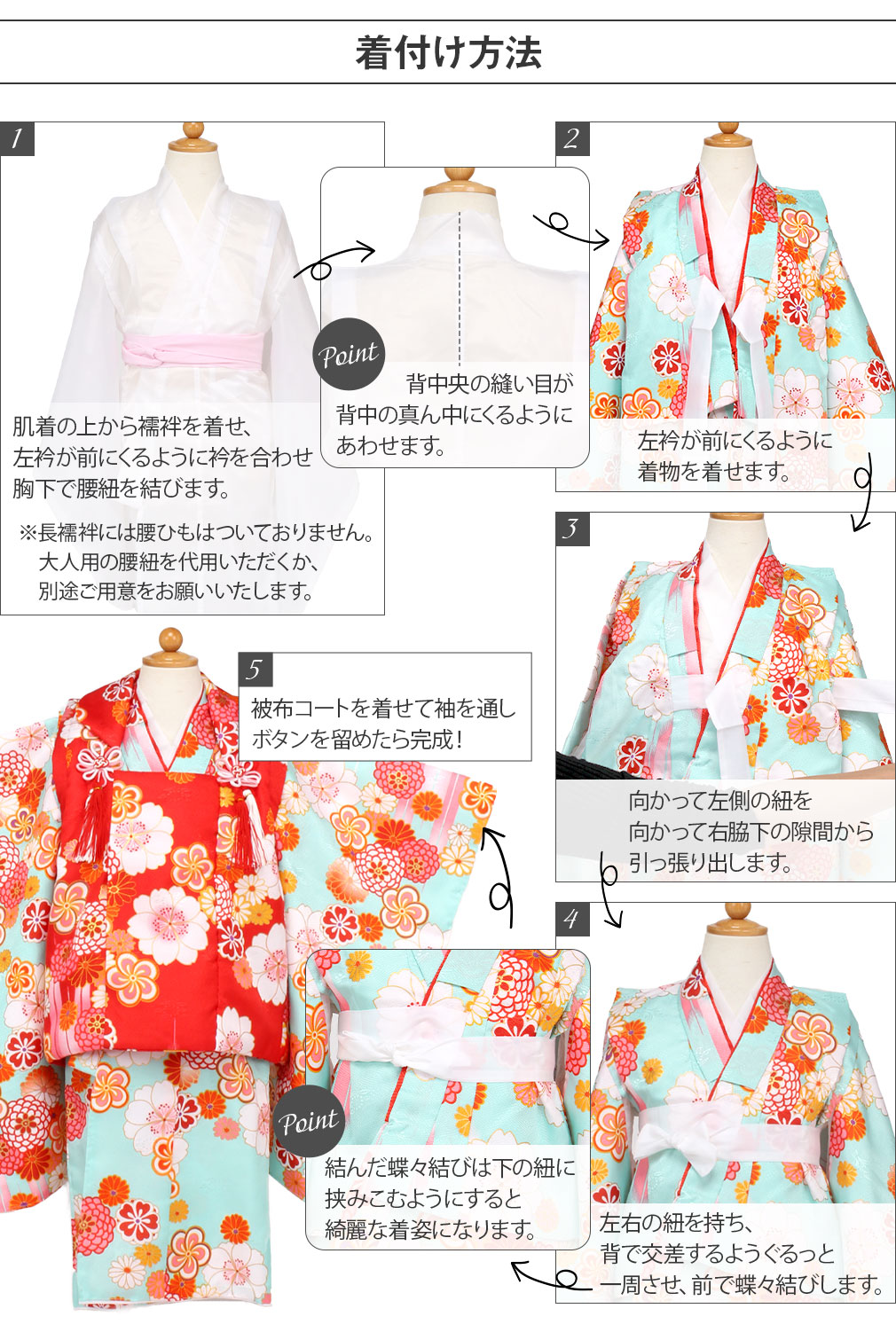 七五三》 三つ身着物 被布コート 3点セット ＜アクア×ピンク／レース