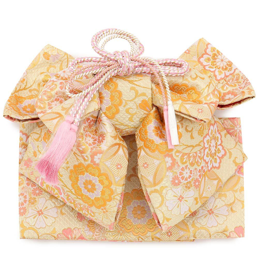 七五三 7歳 七歳 帯 作り帯 結び帯 日本製 大寸 金 花紋 5歳 7歳 祝い