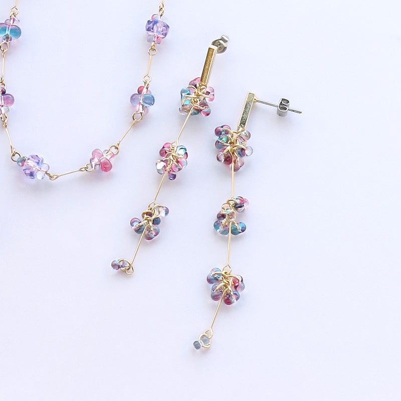 レシピNo.KR1074 チェコファルファーレのジョイントネック＆ピアス