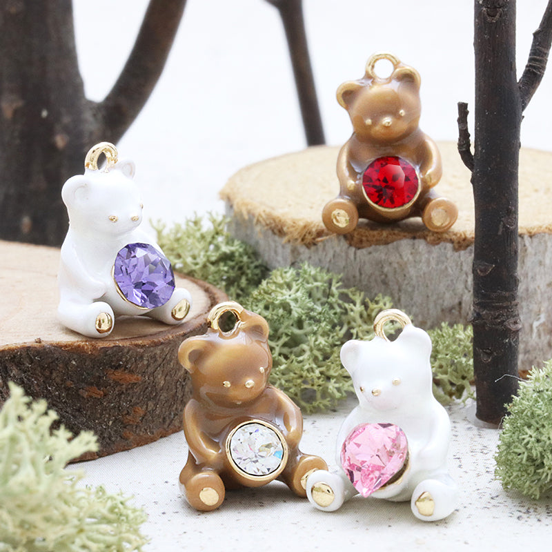 石座チャーム テディベア ＃1088 PP31用 ブラウン/G – 貴和製作所