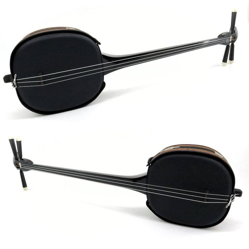 三線 蛇皮調 真壁型 黒塗り棹 ケース付き（付属品あり） 三線 蛇皮調